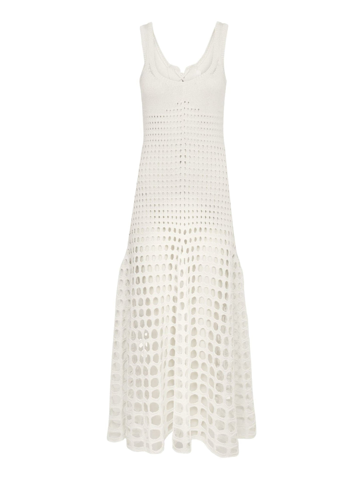 OK PORTE_Robe maxi sans manches en soie - White