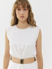 OK PORTE_Robe longue sans manches en soie - White