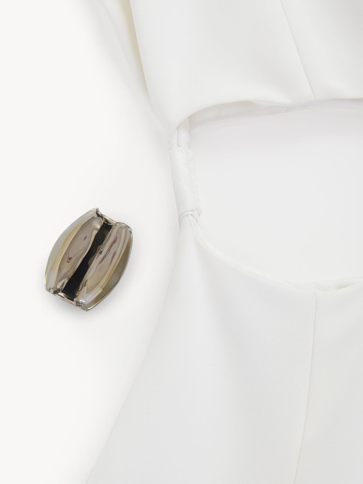 OK PORTE_Robe longue sans manches en soie - White
