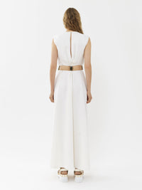 OK PORTE_Robe longue sans manches en soie - White