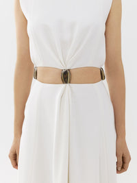 OK PORTE_Robe longue sans manches en soie - White
