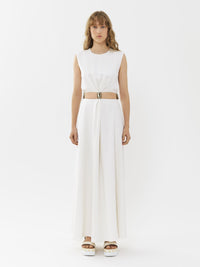 OK PORTE_Robe longue sans manches en soie - White