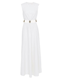 OK PORTE_Robe longue sans manches en soie - White