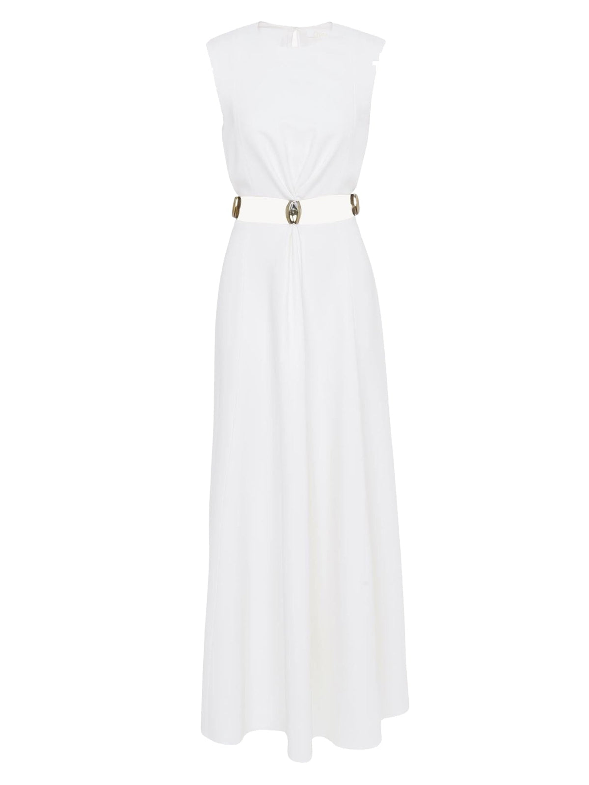 OK PORTE_Robe longue sans manches en soie - White