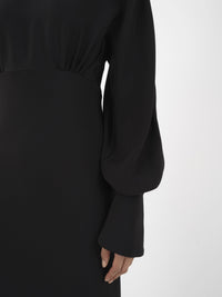 OK PORTE_Robe longue évasée dos ouvert en soie - Black