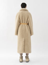 OK PORTE_Manteau cocon ceinturé en laine - Soften Brown
