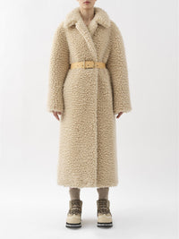 OK PORTE_Manteau cocon ceinturé en laine - Soften Brown