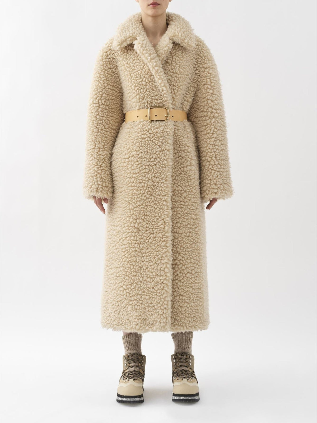 OK PORTE_Manteau cocon ceinturé en laine - Soften Brown