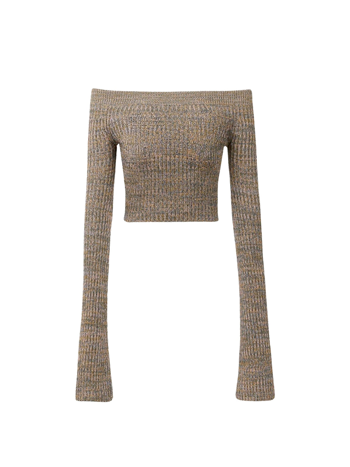 OK PORTE_Pull court à épaules nues en laine - Multicolor Beige