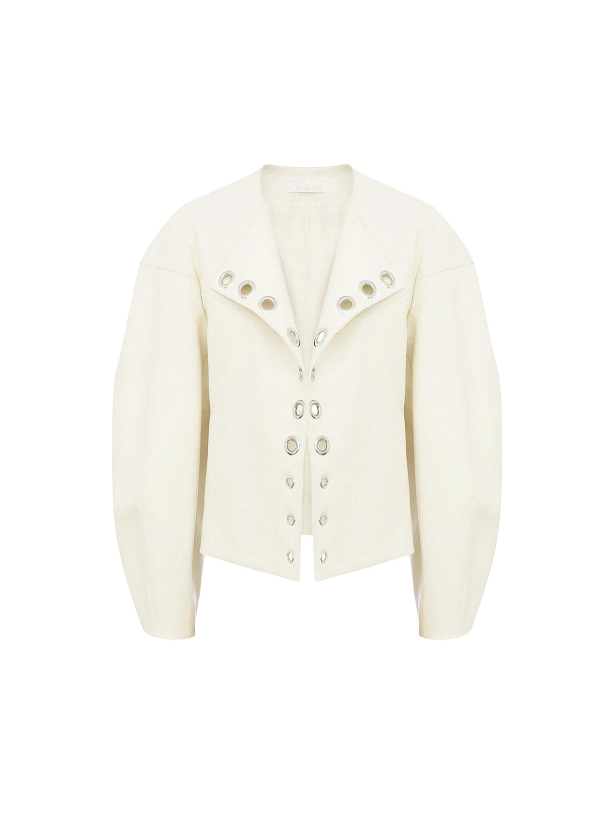 OK PORTE_Veste courte ouverte en cuir - Eden White