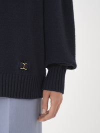 OK PORTE_Pull large col rond en cachemire - Iconic Navy