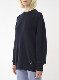 OK PORTE_Pull large col rond en cachemire - Iconic Navy