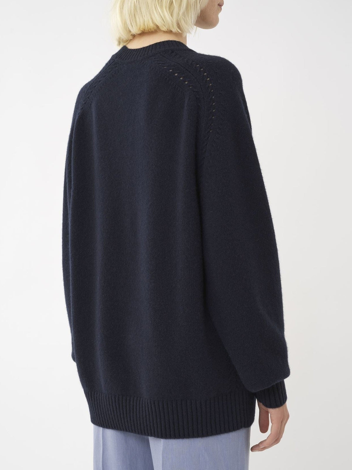 OK PORTE_Pull large col rond en cachemire - Iconic Navy