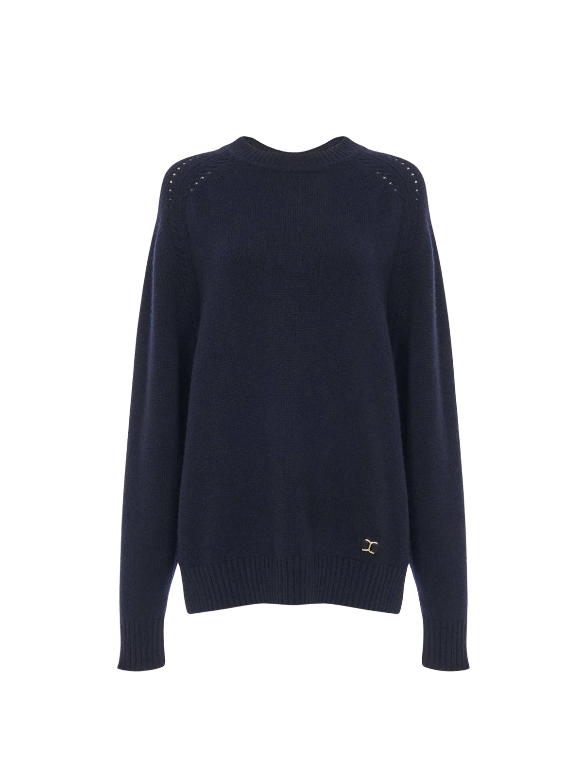 OK PORTE_Pull large col rond en cachemire - Iconic Navy