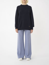 OK PORTE_Pull large col rond en cachemire - Iconic Navy