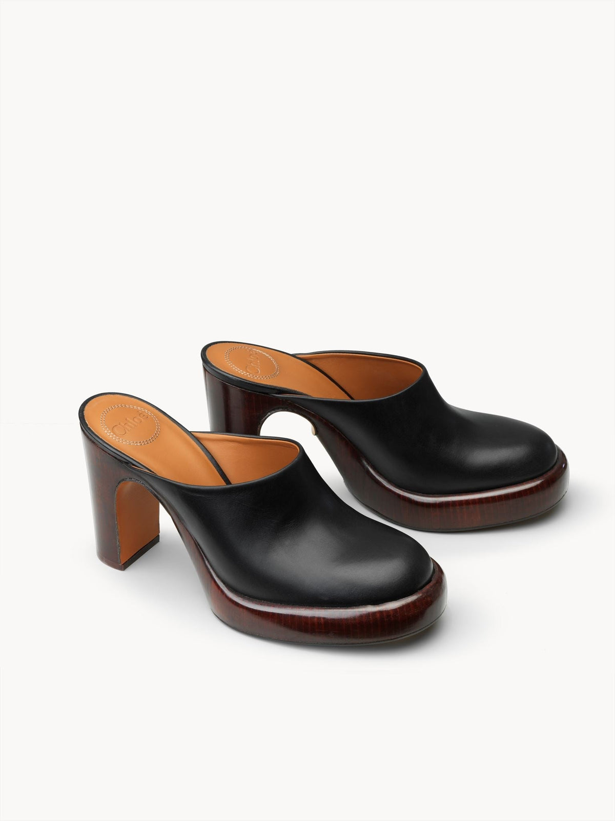 NO PORTE_Mules Irenn à talons 80 en cuir - Black