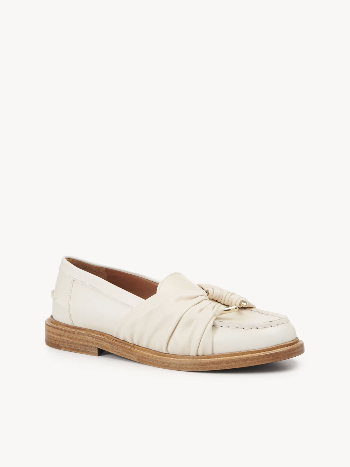 NO PORTE_Mocassins C plats en cuir effet naturel - Eggshell