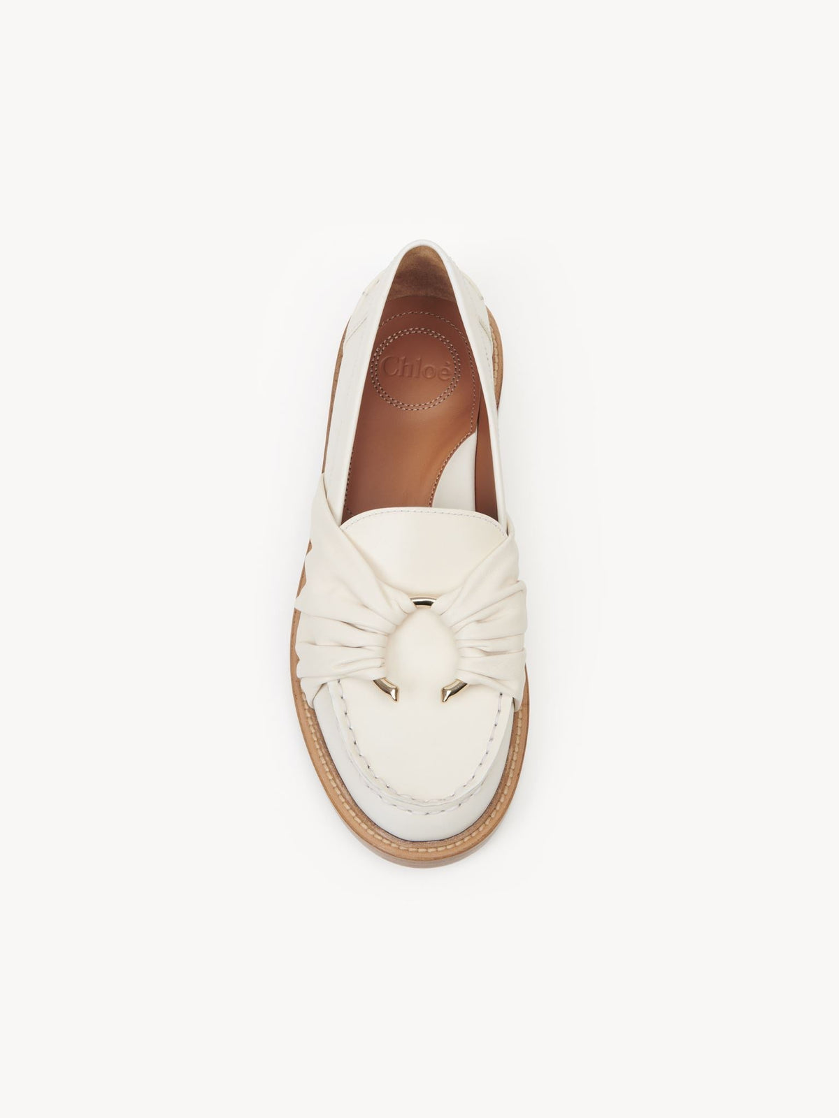 NO PORTE_Mocassins C plats en cuir effet naturel - Eggshell
