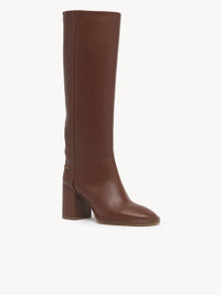 OK PORTE_Bottes Edith à talons 80 en cuir - Brunet Brown
