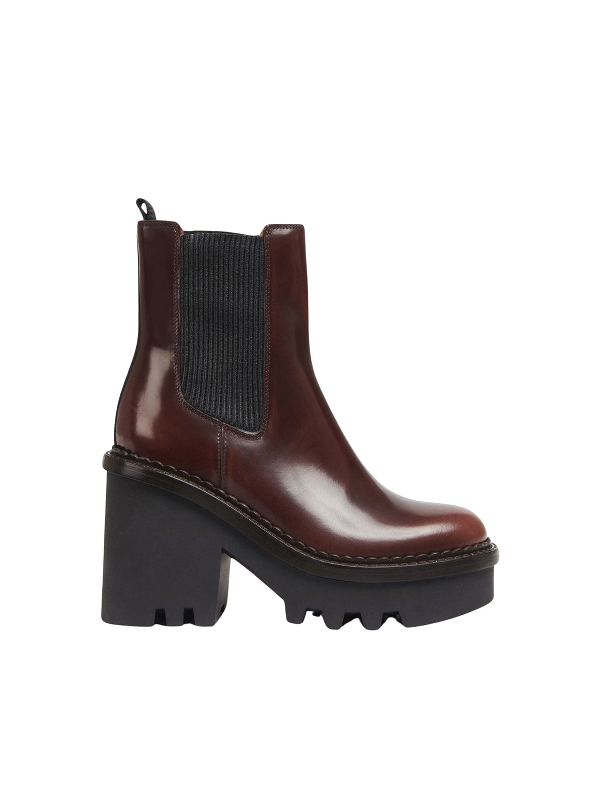 OK PORTE_Bottines chelsea Owena à talons 100 en cuir - Clay Brown