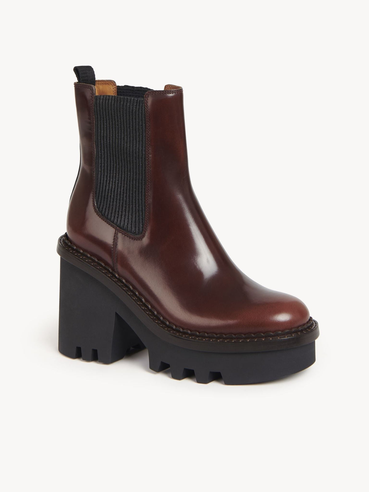OK PORTE_Bottines chelsea Owena à talons 100 en cuir - Clay Brown