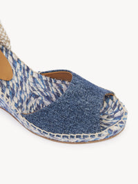 NO PORTE_Sandales espadrilles compensées Piia 80 en cuir - Denim