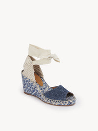 NO PORTE_Sandales espadrilles compensées Piia 80 en cuir - Denim