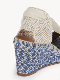 NO PORTE_Sandales espadrilles compensées Piia 80 en cuir - Denim
