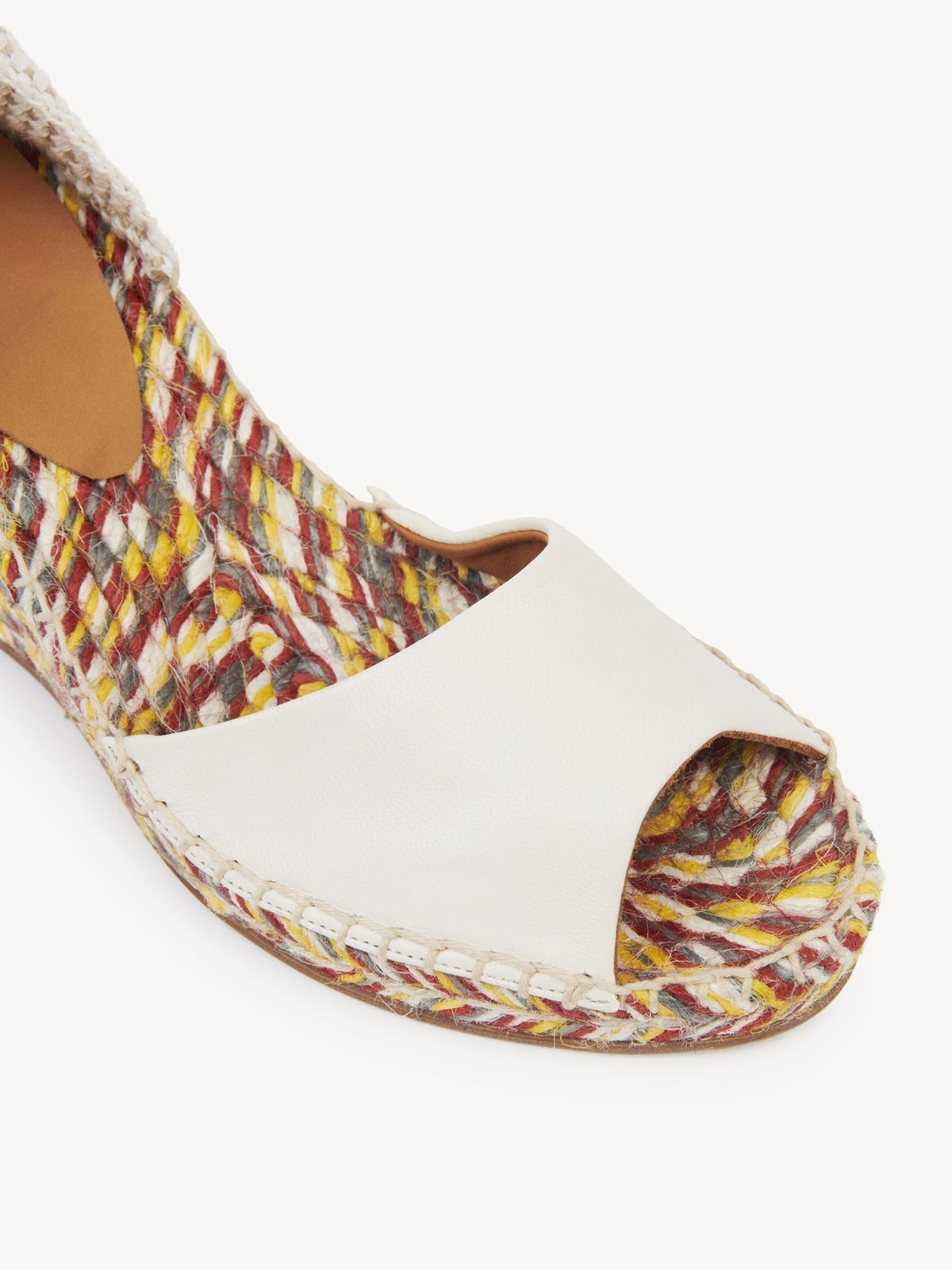 OK PORTE_Sandales espadrilles compensées Piia en cuir - Eggshell