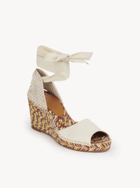 OK PORTE_Sandales espadrilles compensées Piia en cuir - Eggshell