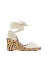 OK PORTE_Sandales espadrilles compensées Piia en cuir - Eggshell