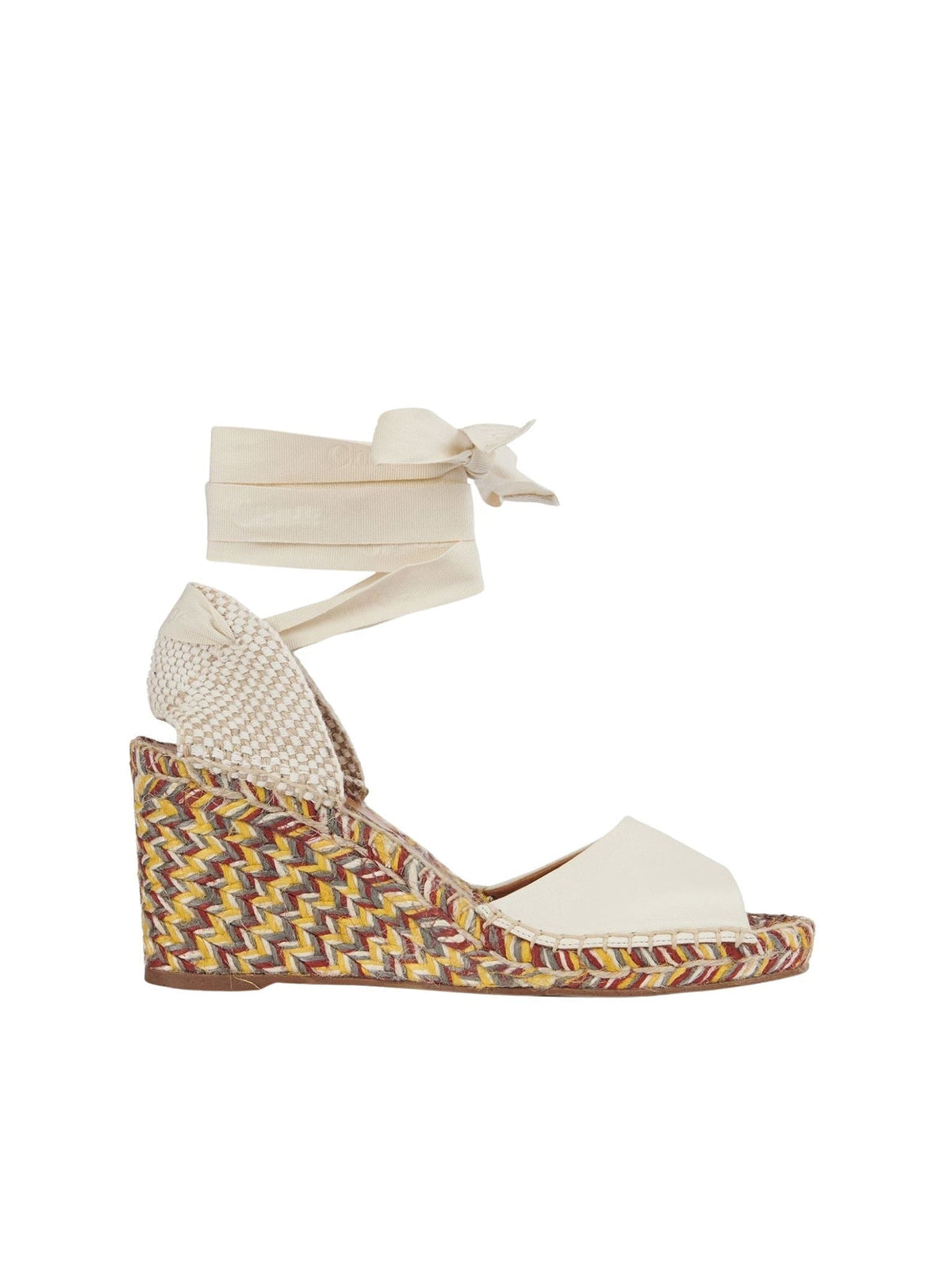 OK PORTE_Sandales espadrilles compensées Piia en cuir - Eggshell