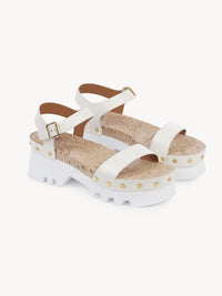 OK PORTE_Sandales Owena 50 en cuir - Cloudy White