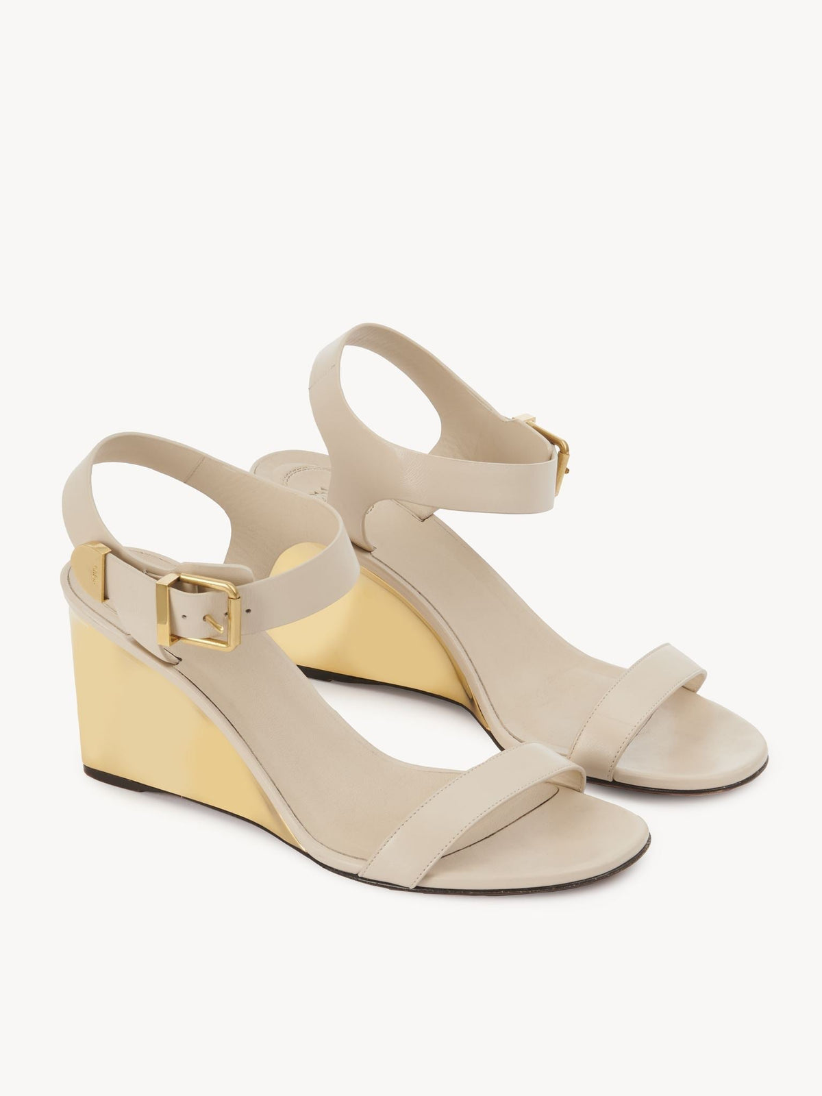NO PORTE_Sandales compensées Rebecca 70 en cuir - Pearl Beige