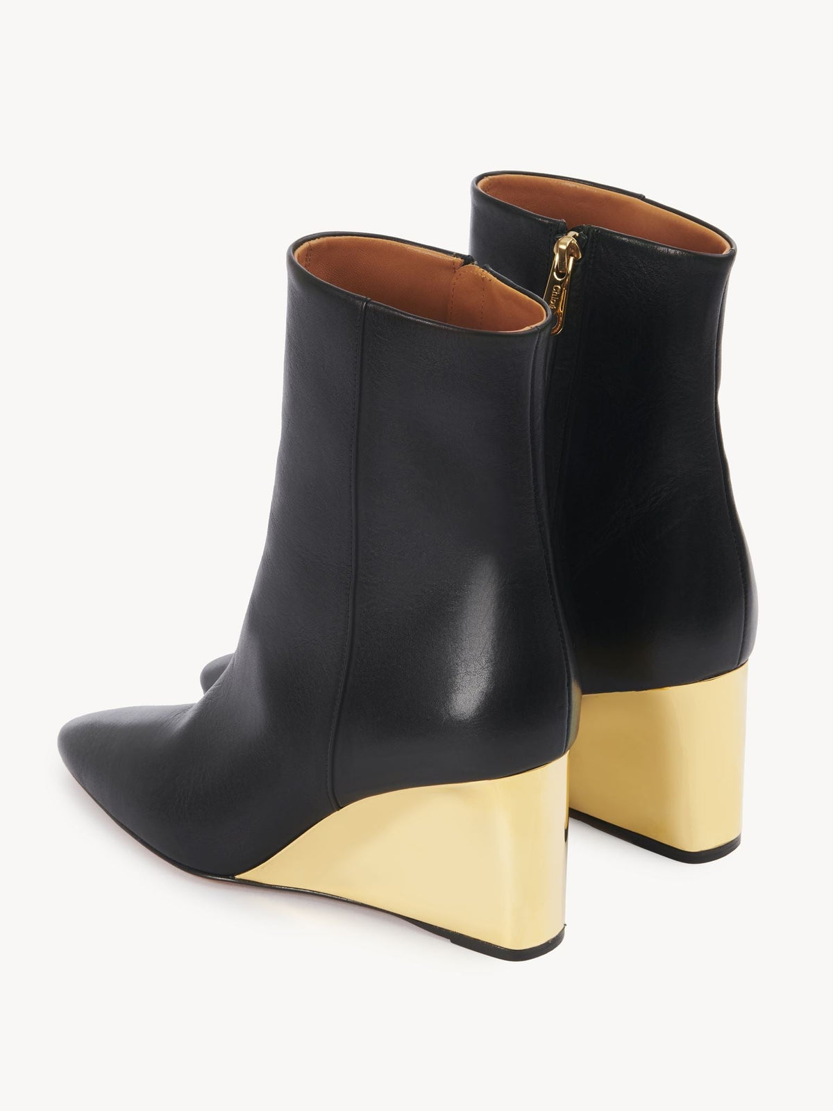 OK PORTE_Bottines compensées Rebecca 75 en cuir - Black