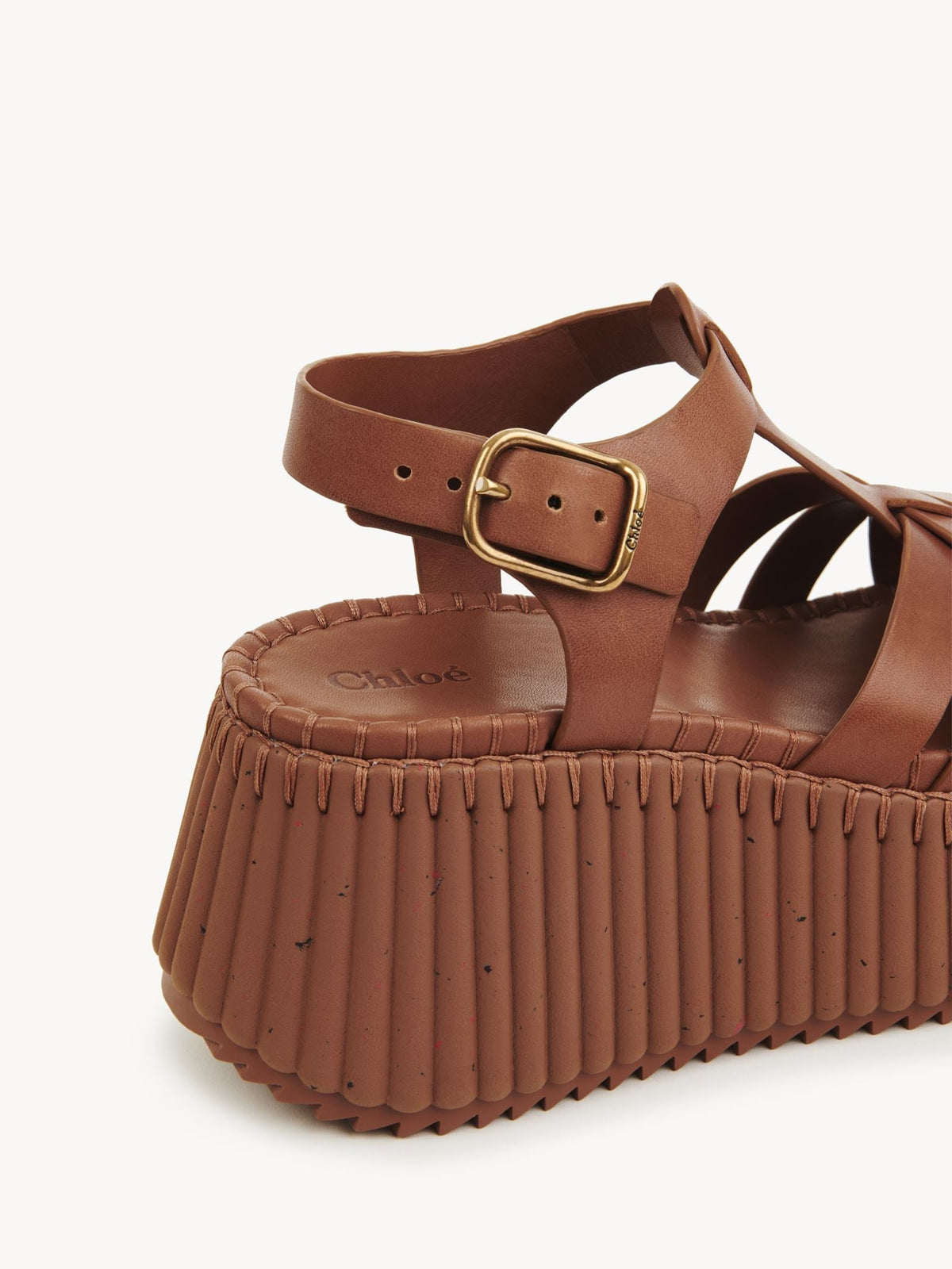 OK PORTE_Sandales compensées Nama 80 en cuir - Ginger Brown