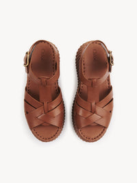 OK PORTE_Sandales compensées Nama 80 en cuir - Ginger Brown