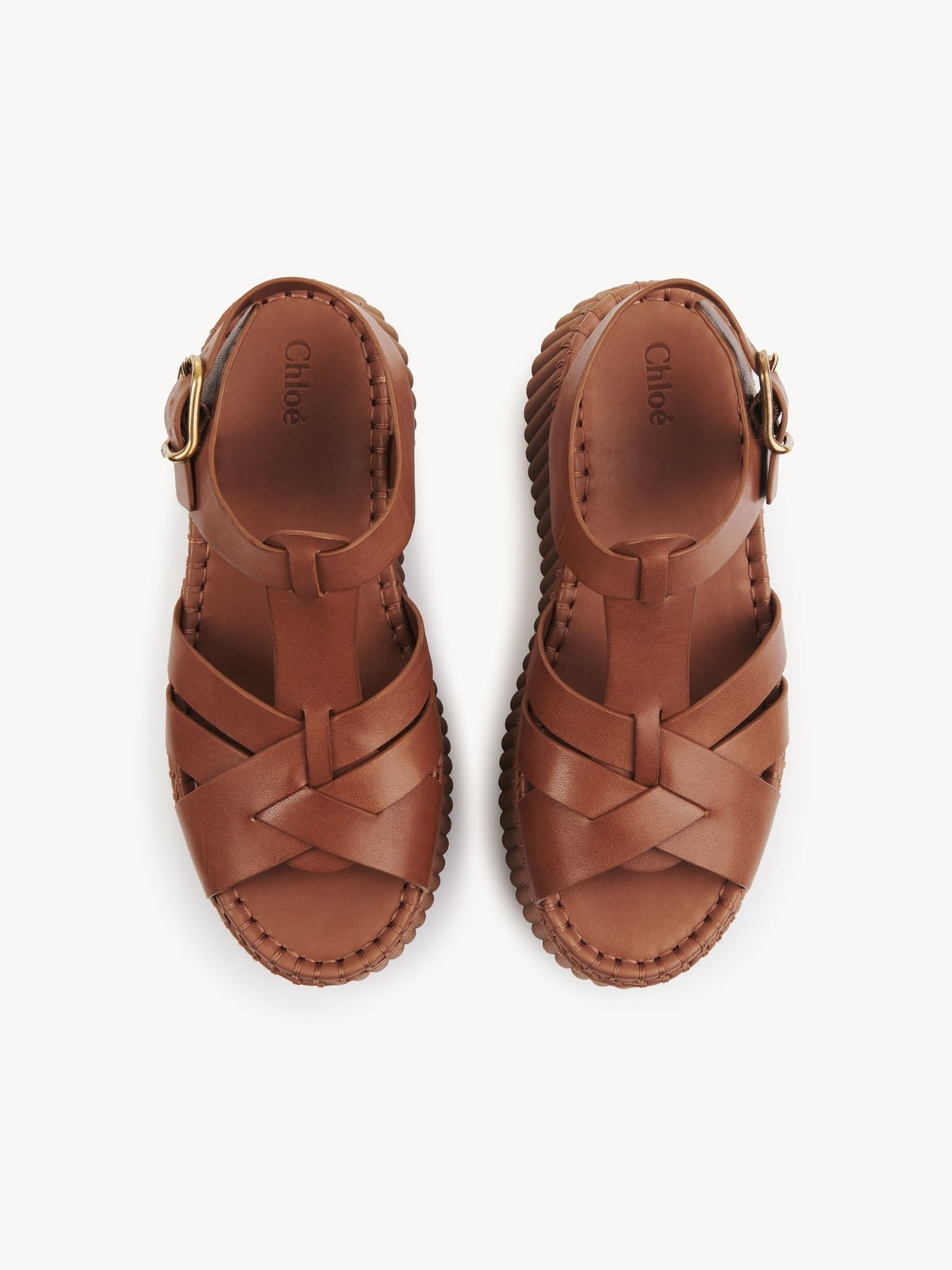 OK PORTE_Sandales compensées Nama 80 en cuir - Ginger Brown