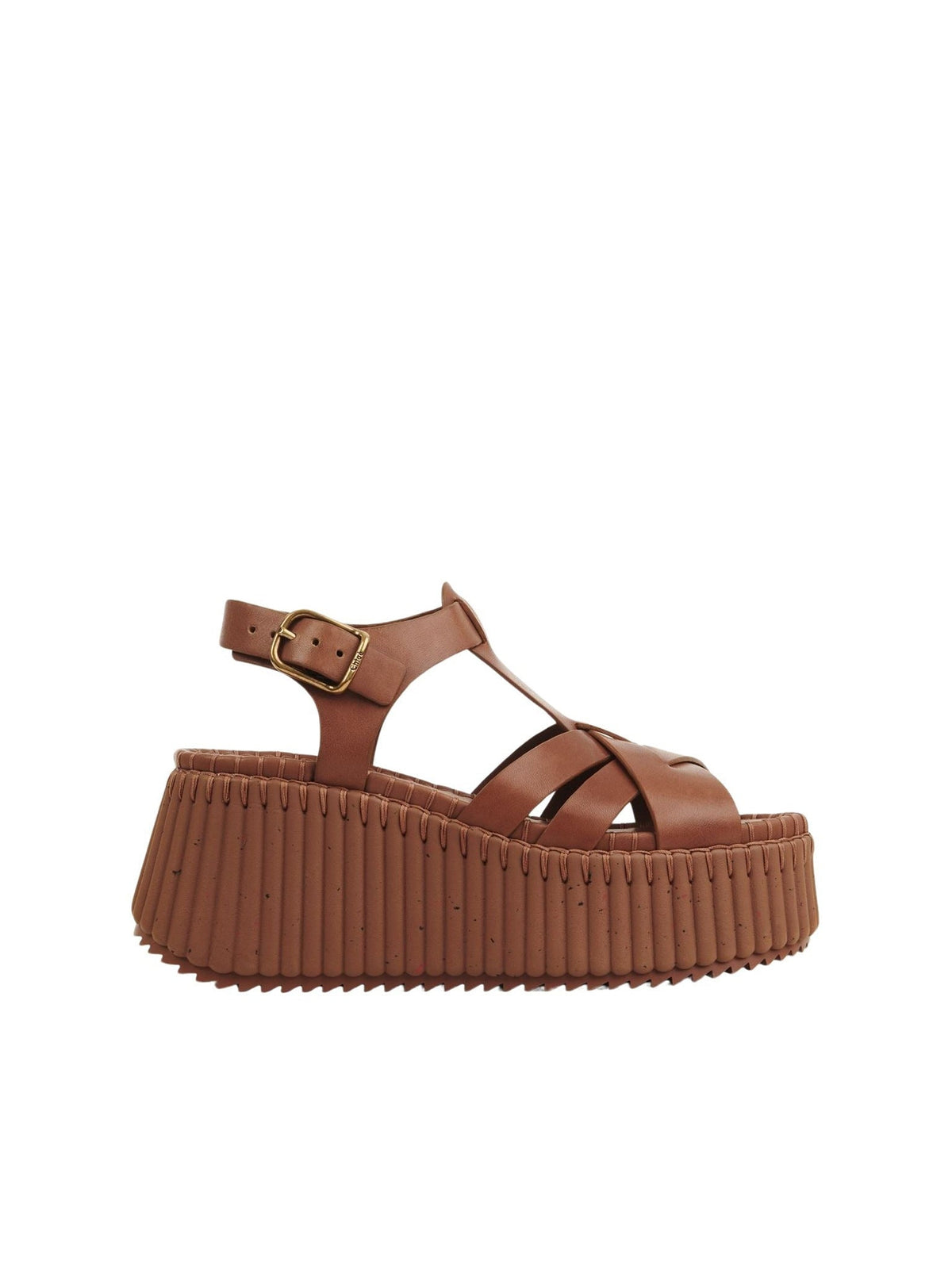 OK PORTE_Sandales compensées Nama 80 en cuir - Ginger Brown