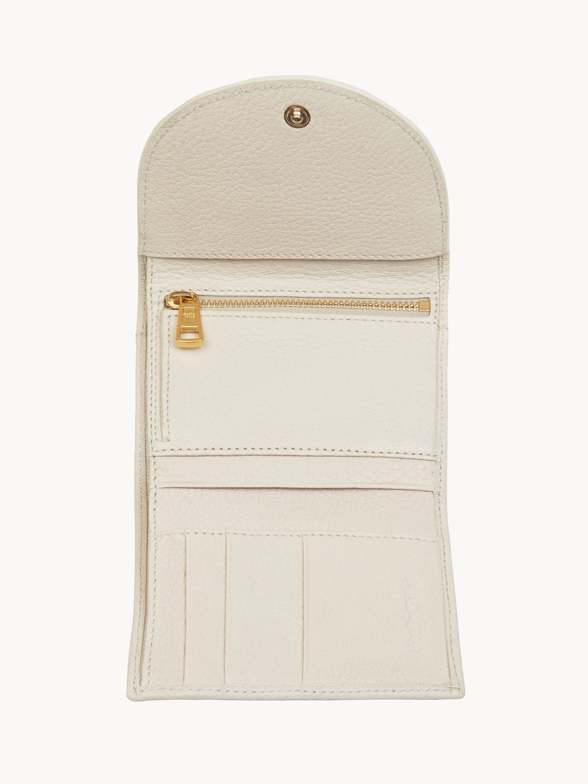 OK PORTE_Portefeuille à trois volets Hana en cuir - Cement Beige