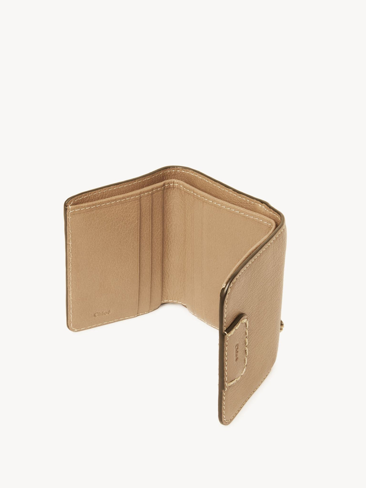 NO PORTE_Portefeuille compact à trois volets Edith en cuir - Soft Tan