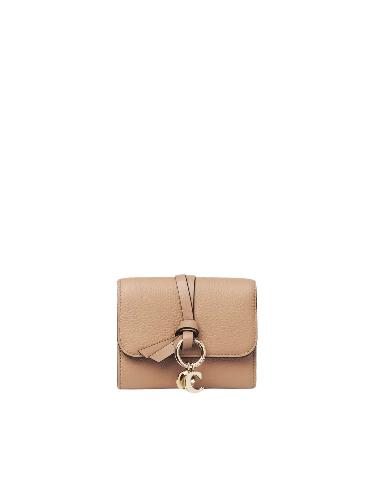 NO PORTE_Portefeuille compact à trois volets Alphabet en cuir - Light Tan