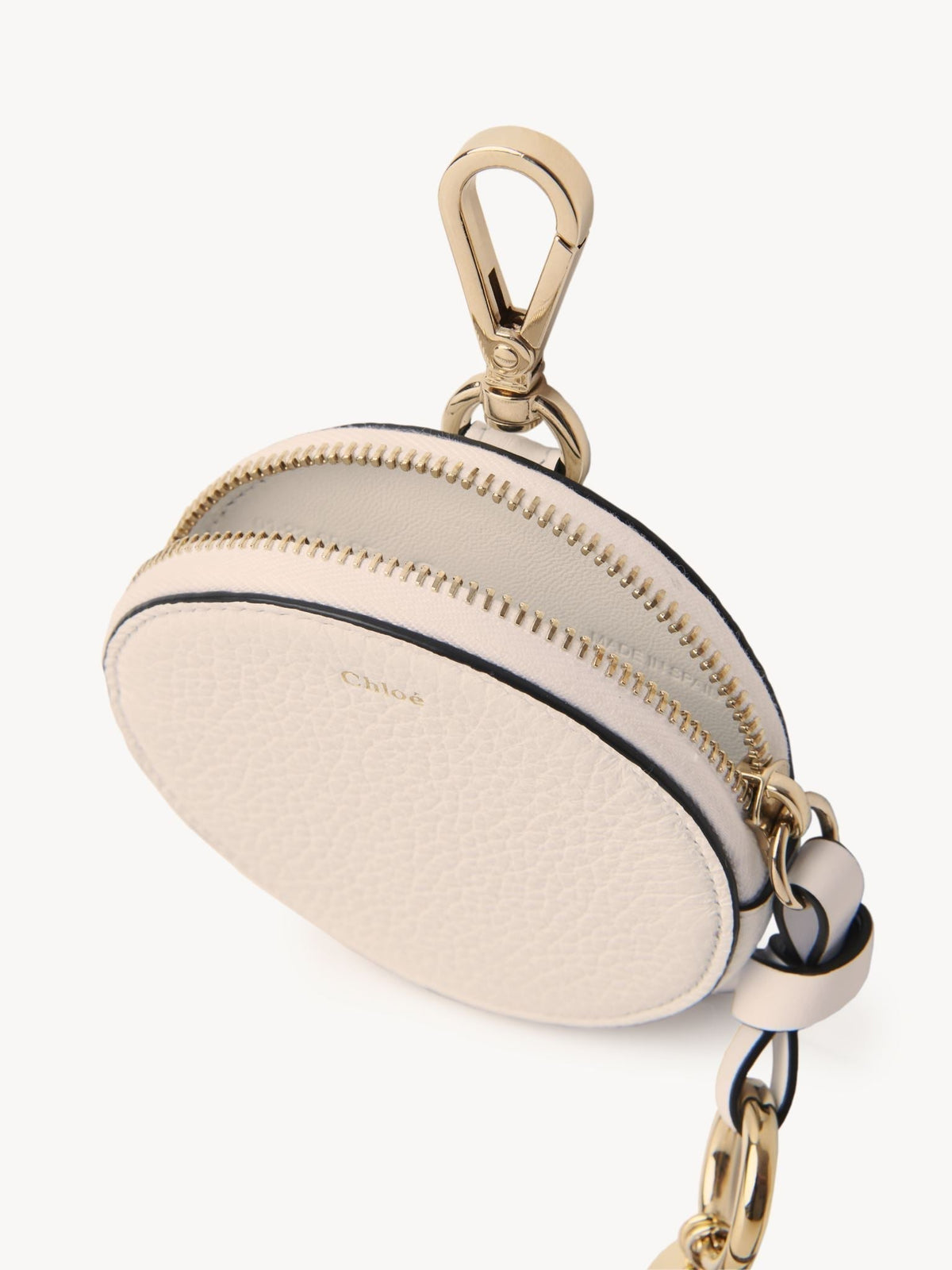 NO PORTE_Petit porte-monnaie rond Alphabet en cuir grainé - Nude