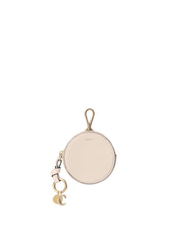 NO PORTE_Petit porte-monnaie rond Alphabet en cuir grainé - Nude