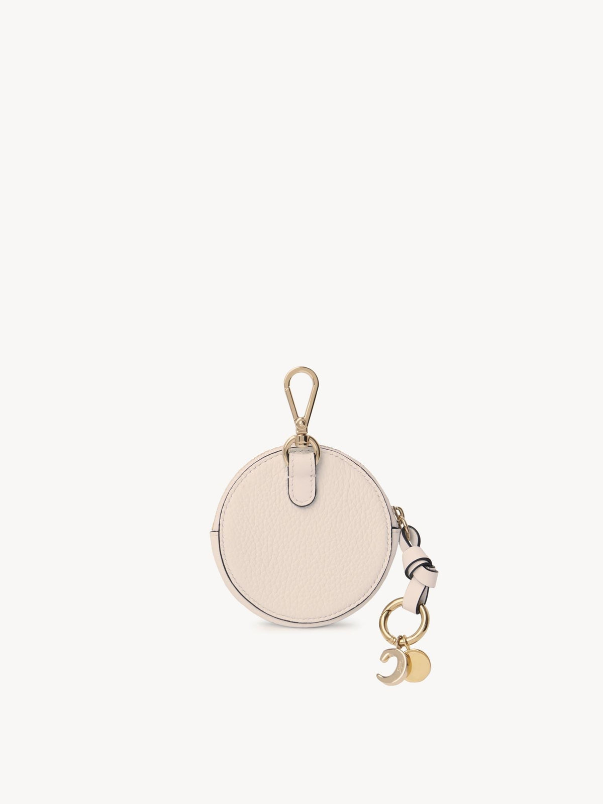 NO PORTE_Petit porte-monnaie rond Alphabet en cuir grainé - Nude