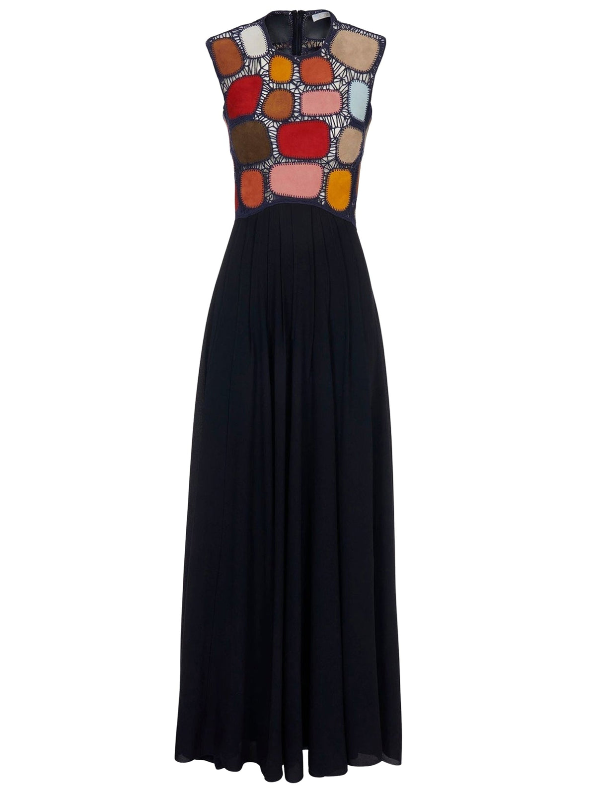 NO PORTE_Robe longue patchwork en cuir - Ink Navy