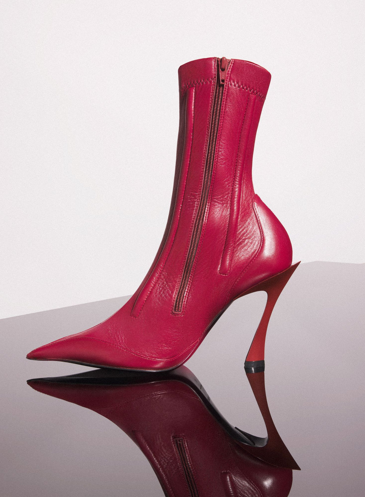 BLACK BONED LEATHER FANG 95 ANKLE BOOTS
