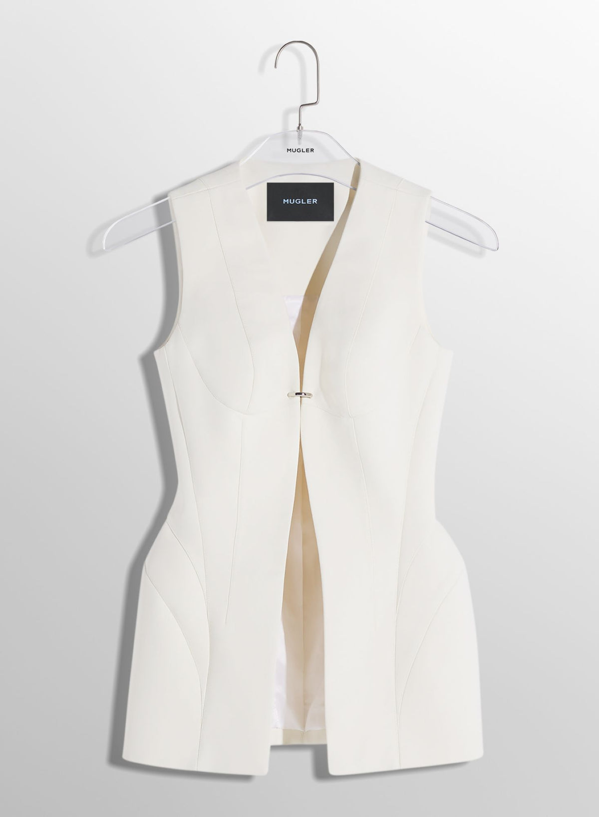 WHITE CORSETED PIERCED VEST