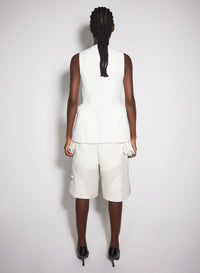 WHITE CORSETED PIERCED VEST