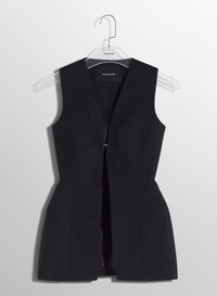 WHITE CORSETED PIERCED VEST